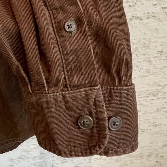 Mens Chocolate Brown Y2K Corduroy Button Up Shirt Size Large Grunge Layering - Picture 5 of 15